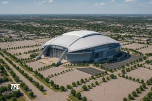 at&t stadium aerial vuew of stadium and area