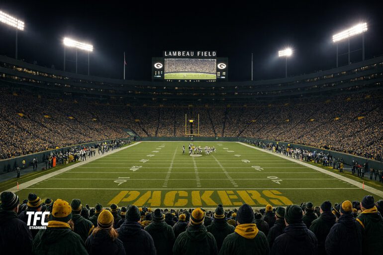 Lambeau Field at Night with crowd