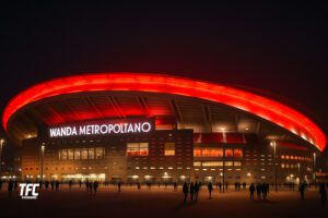 Wanda Metropolitano stadium at night