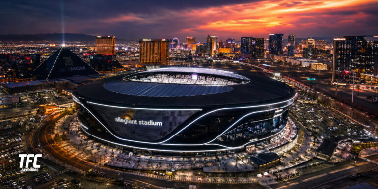 Allegiant Stadium night lights