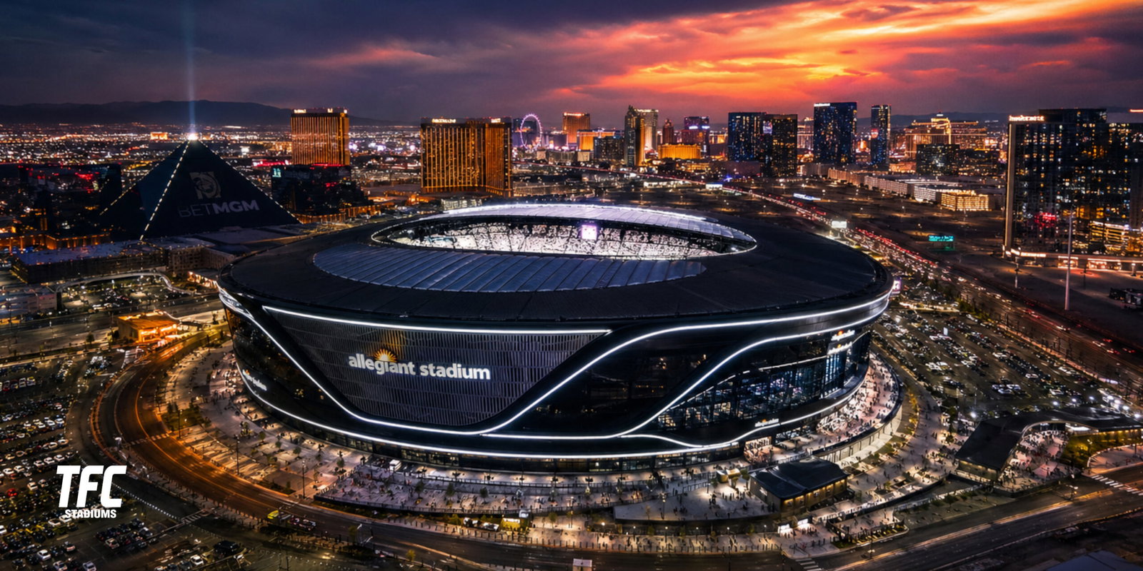 Allegiant Stadium night lights