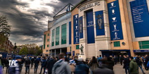 Fans arriving at Stamford Bridge Stadium