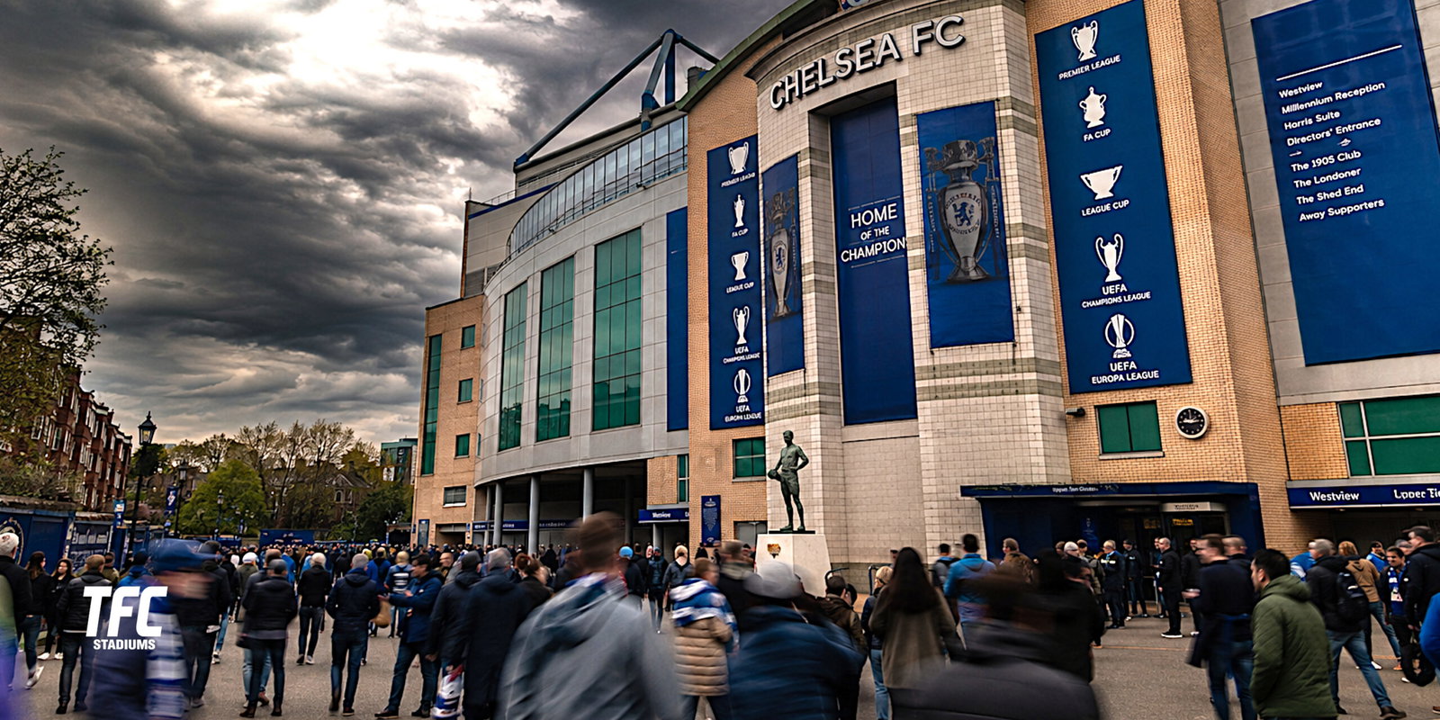 Fans arriving at Stamford Bridge Stadium
